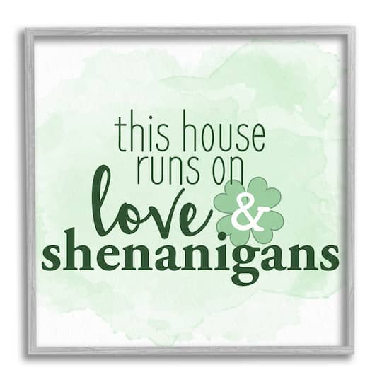 Stupell Industries Love & Shenanigans Family Shamrock Phrase Framed Giclee Art